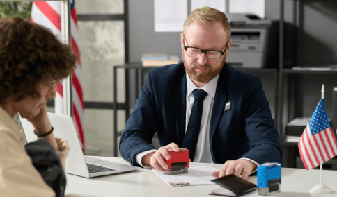 Client receiving professional certified translation services in Atlanta for documents requiring legal recognition.